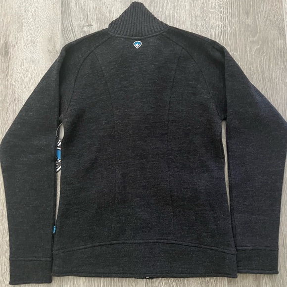 Women's Black Wool-Blend Zip Cardigan Jacket - Picture 3 of 6